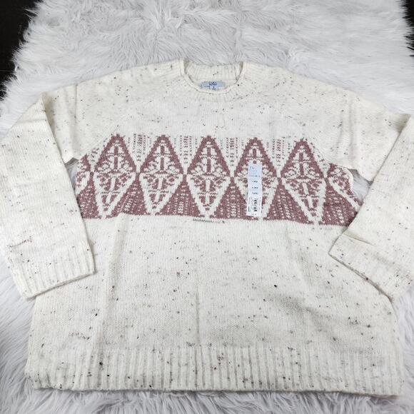 Cozy Sweater Women's XL Croft & Barrow Crewneck Sweater in Lilac Fairisle New - Picture 2 of 6